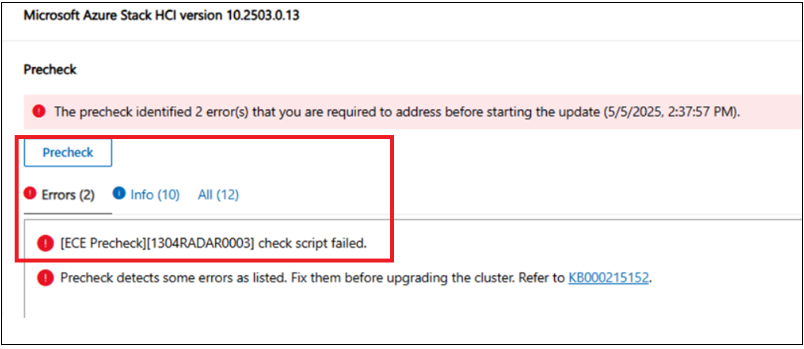 precheck error
