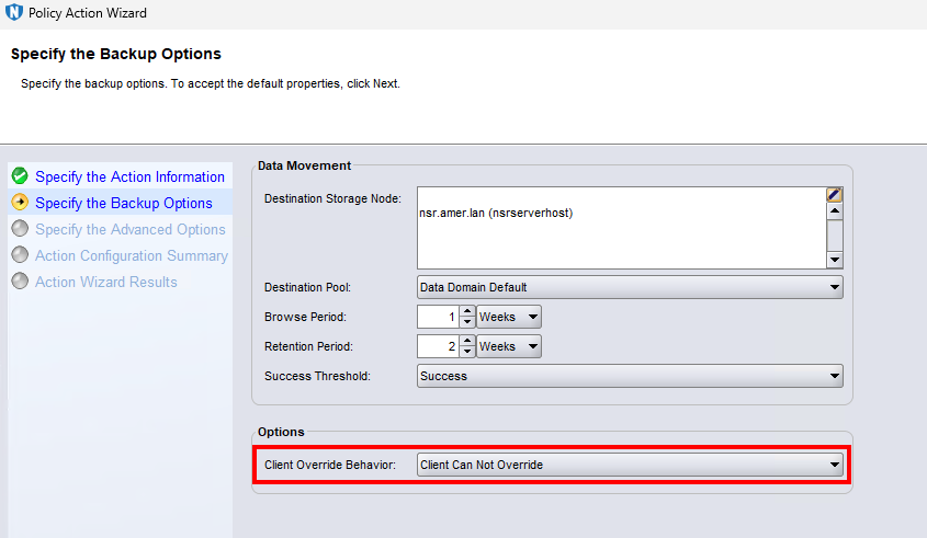 Client Can Not Override setting