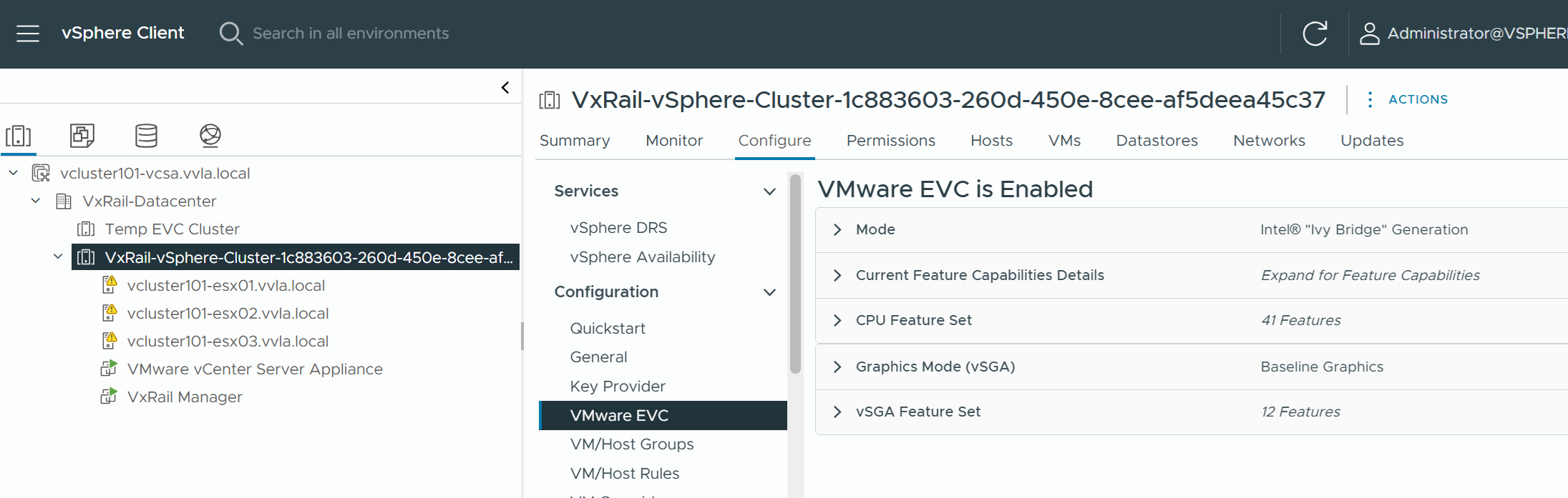 Cluster EVC downgrade done