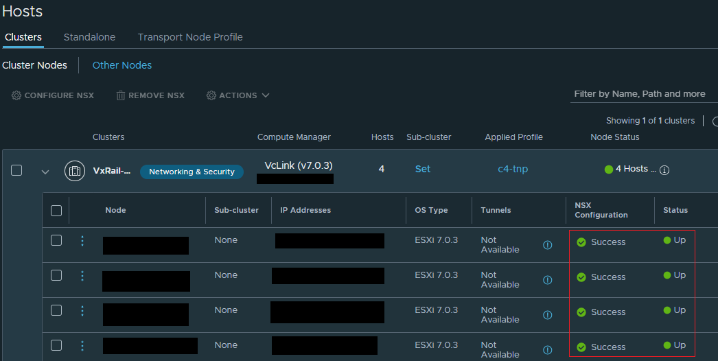 Checking the host status in NSX Manager