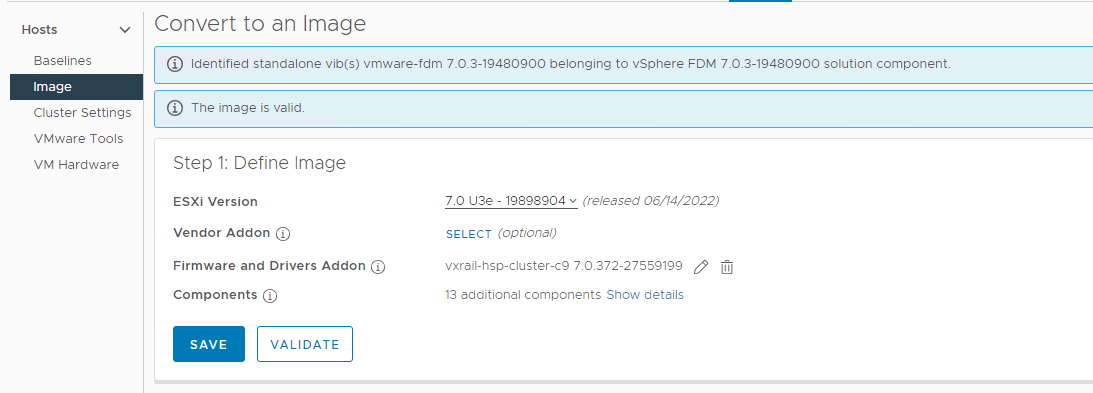 Select the validate option