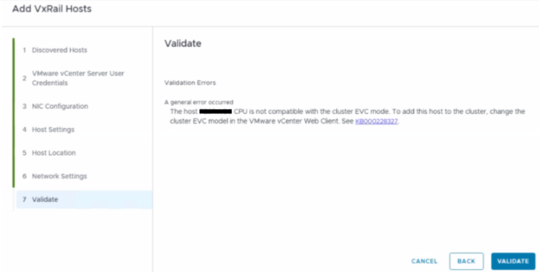 validation error
