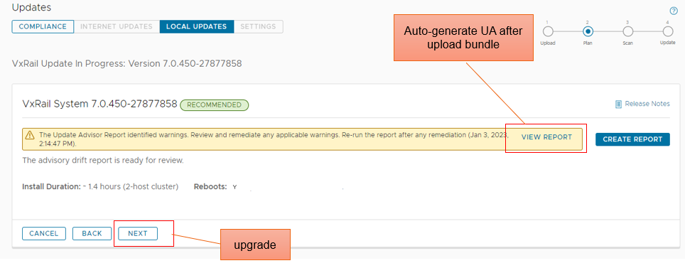 Screenshot showing the view report option
