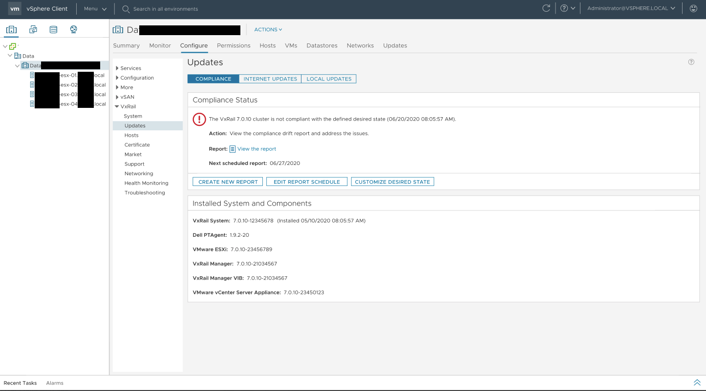 Screenshot of compliance error