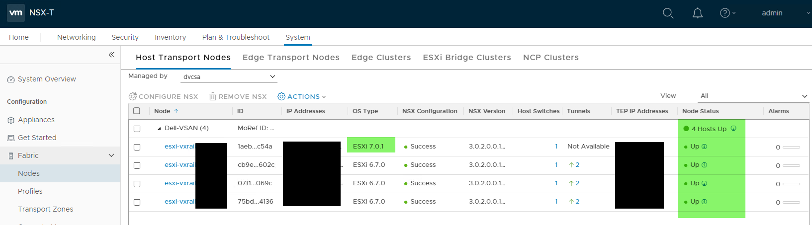 成功安裝 NSX-T VIB 的螢幕擷取畫面