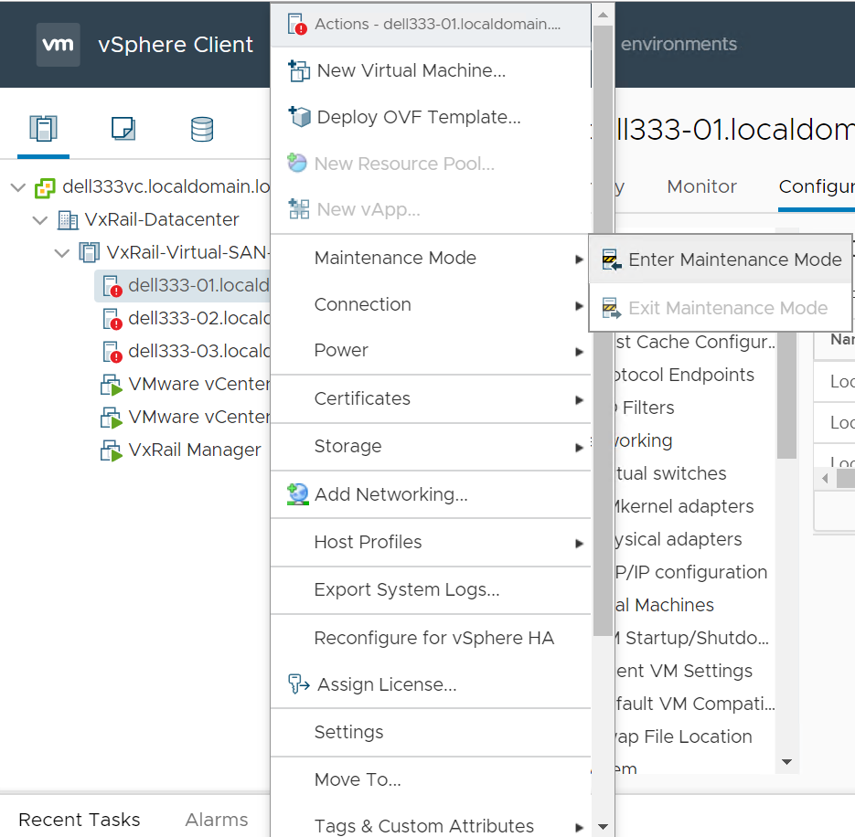 Screenshot showing the maintenance mode option