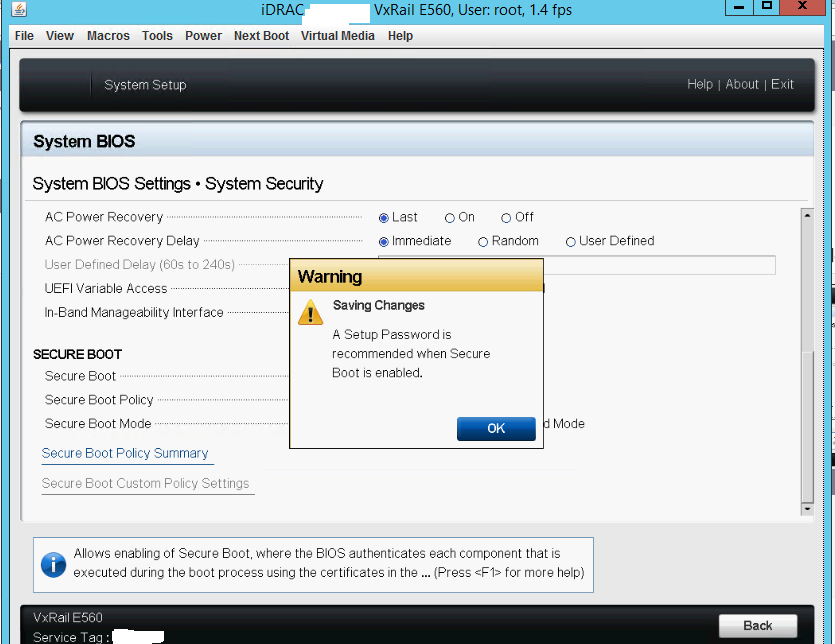 Enregistrement des modifications après l’activation de Secure Boot