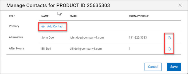 Products Add DH Contacts closeup