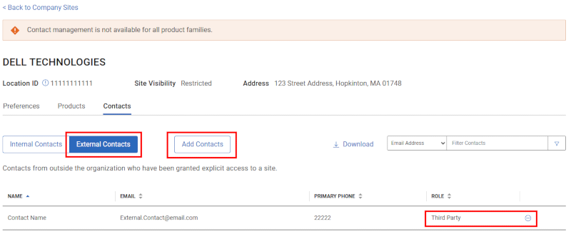 Contacts External Contacts