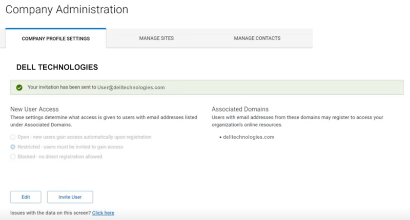 Invite User Success Message