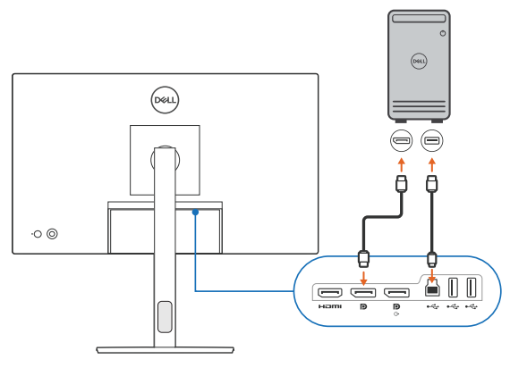 Illustration for connecting monitor to desktop computer