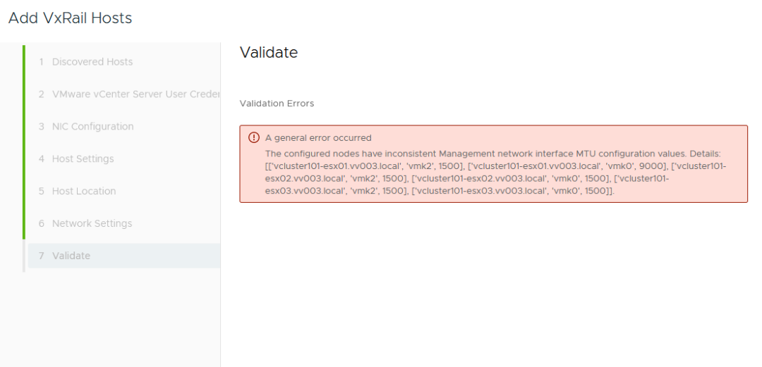 Node addition validation fail