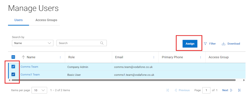 Access Group Multi Assignment Product List
