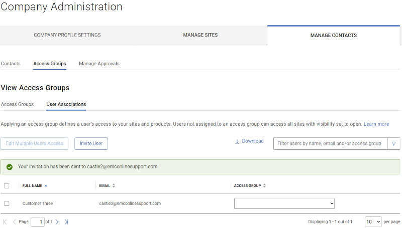 Meddelelse om succes for inviterende bruger