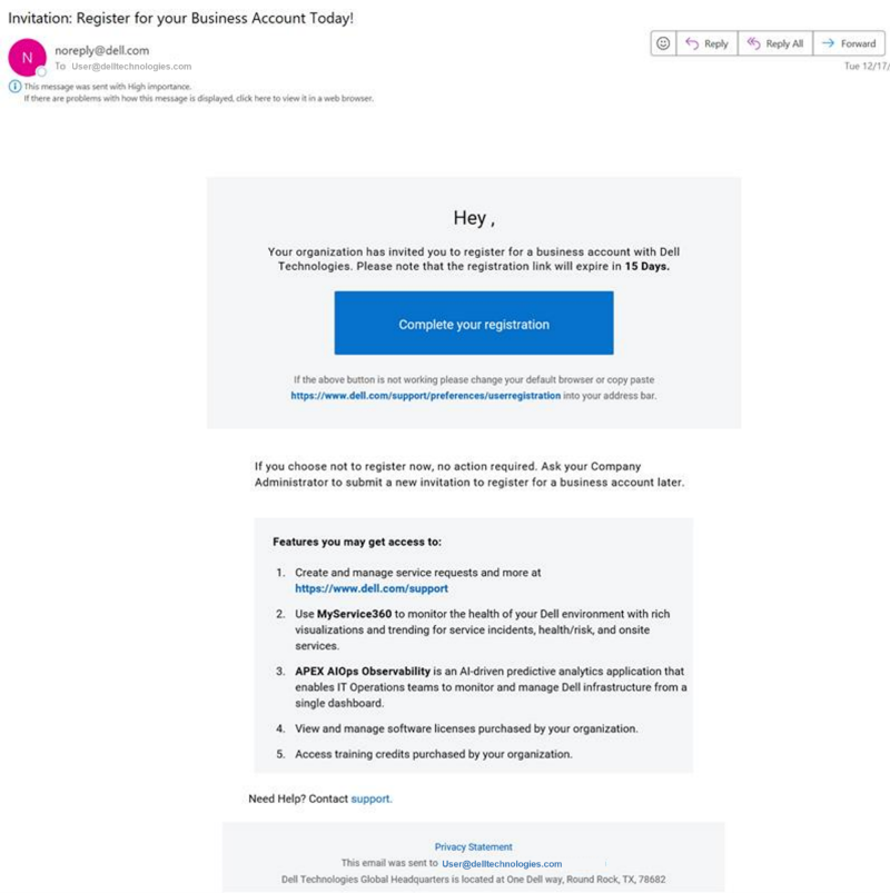 Kullanıcı E-postası Davet Etme Örneği