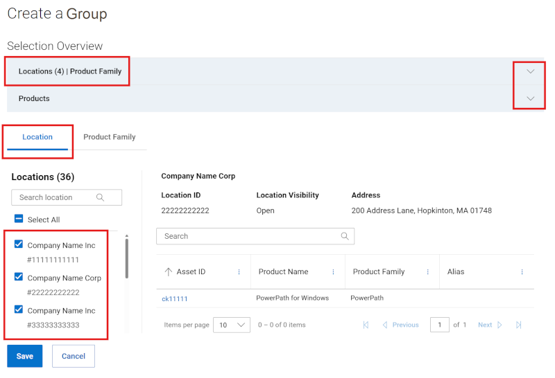 Create Location Group Drawer