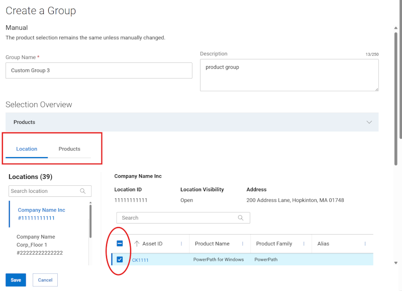 Edit Product Group by Location