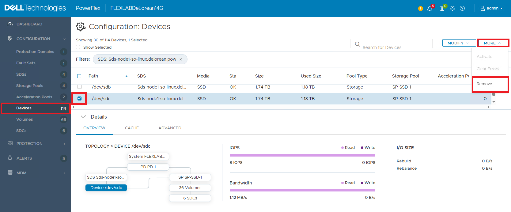 Vyjmutí jednotky z prezentačního serveru