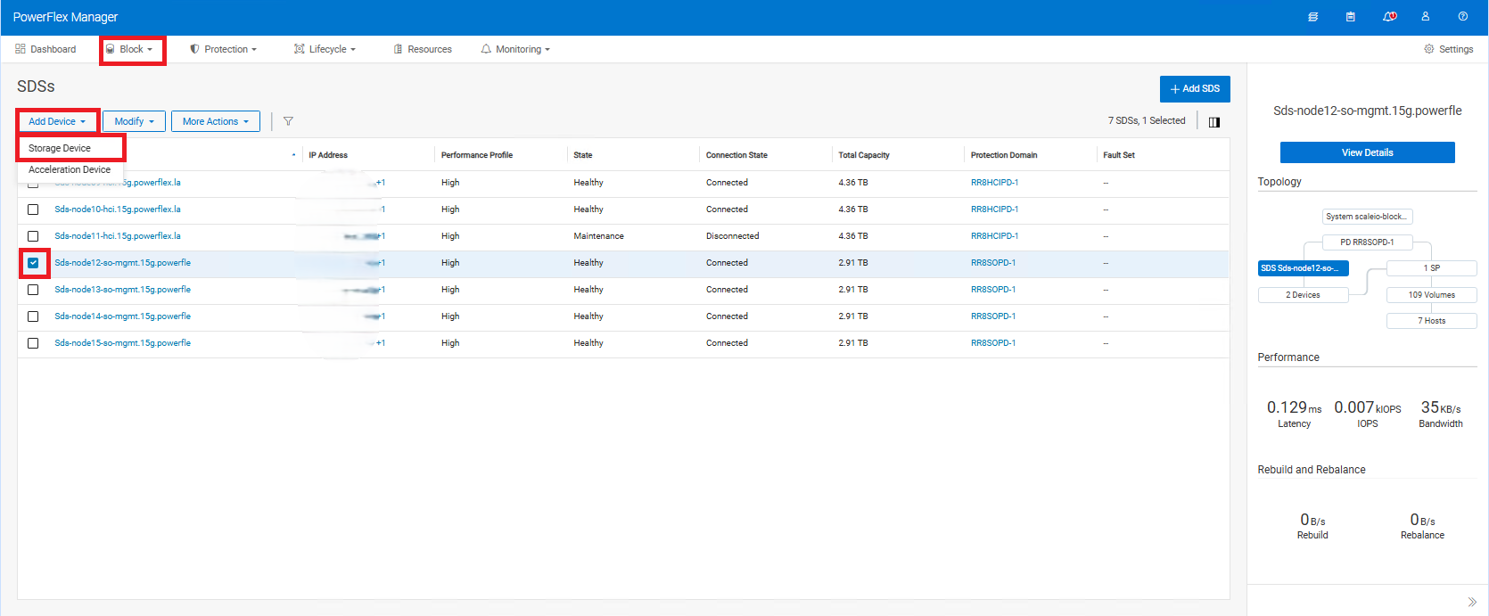 PowerFlex GUI Lägga till en lagringsenhet