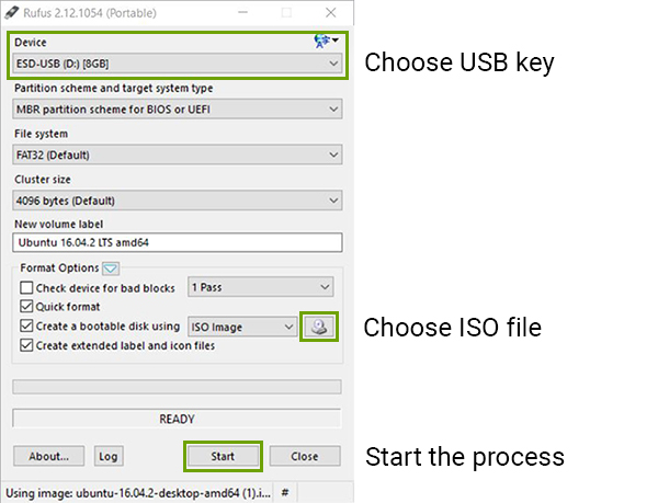 Fenêtre principale de Rufus