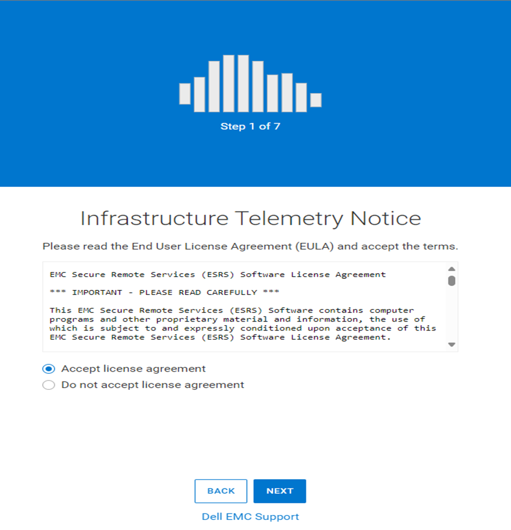 Pantalla de la licencia de CloudIQ