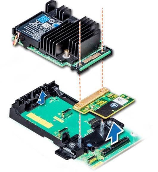 Image of the PERC mini with the interposer board and Motheboard connection