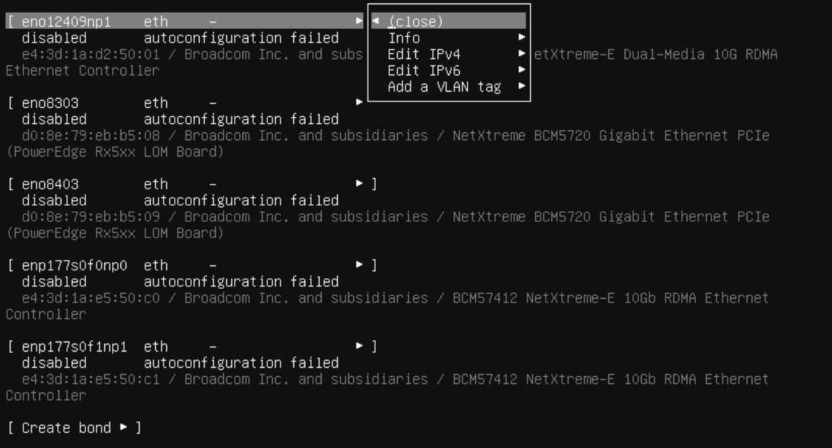 Manual NIC configuration