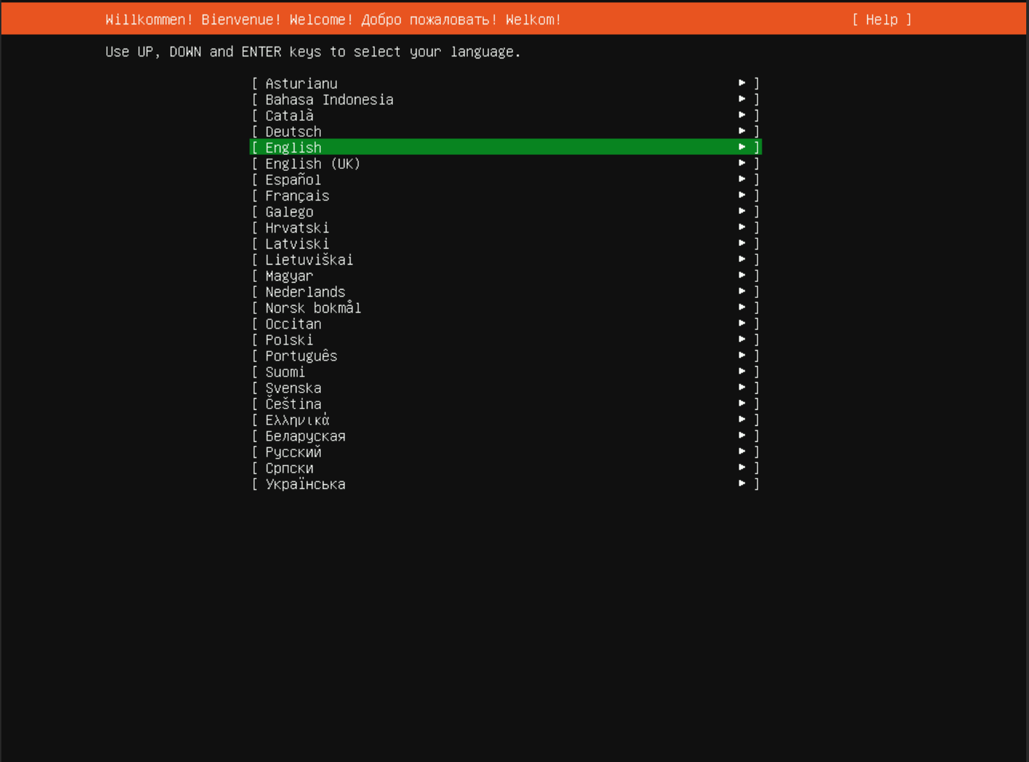 Language selection