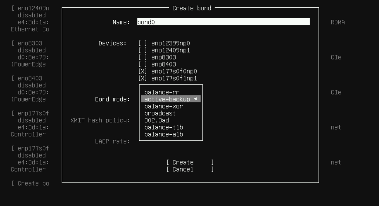 Enter bond details and then select create