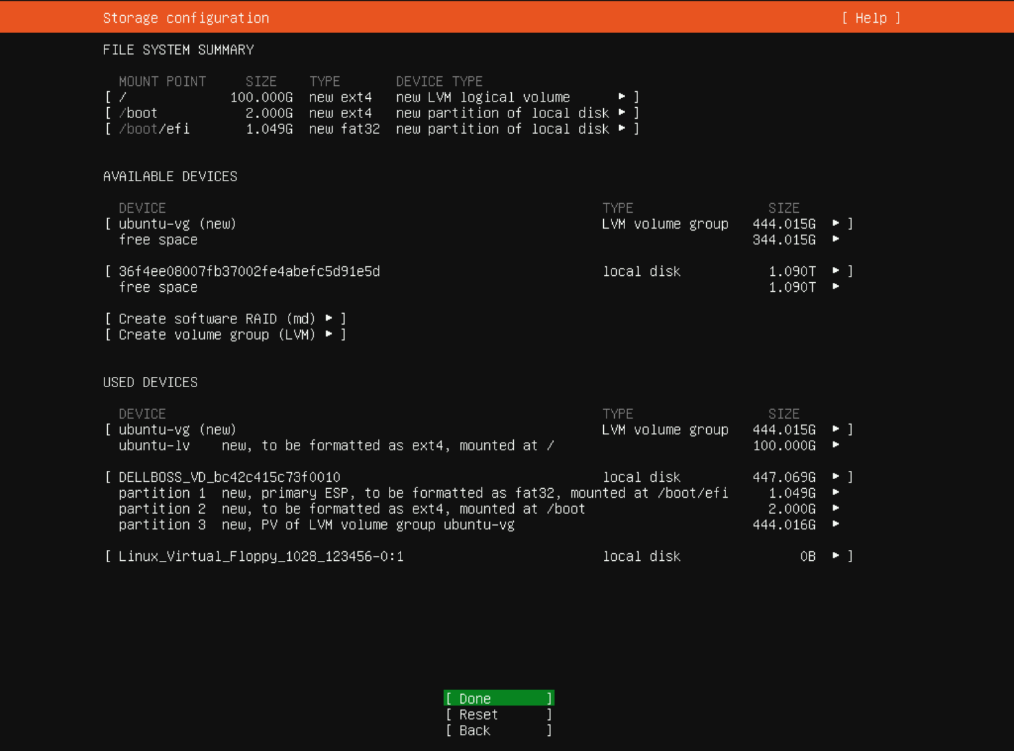 Visualizzazione della configurazione dello storage