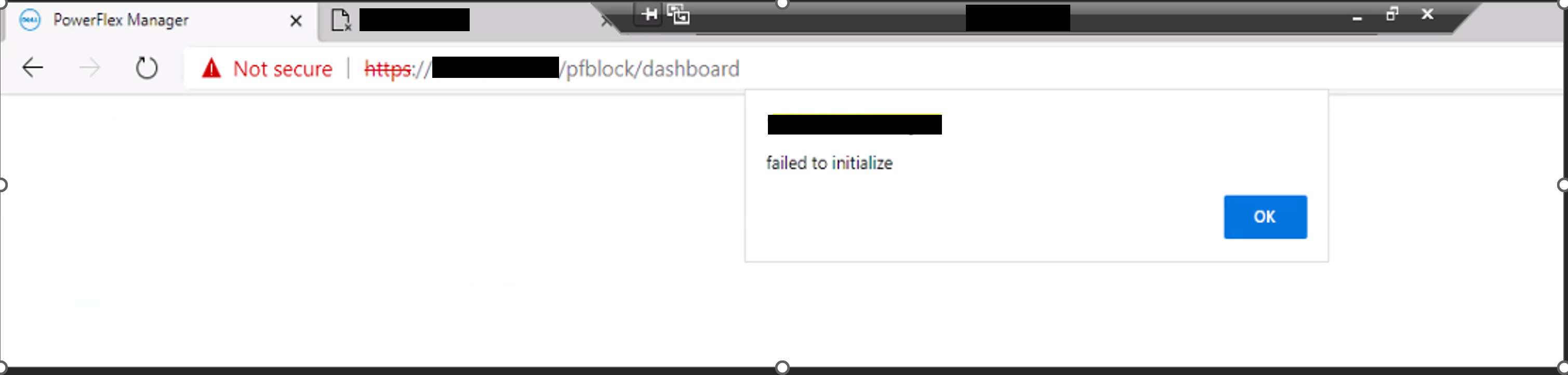screenshot showing failed to initialize