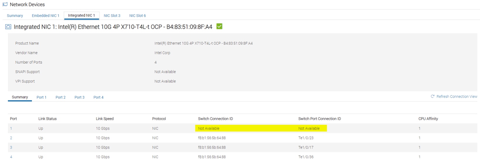 Missing switch connection information