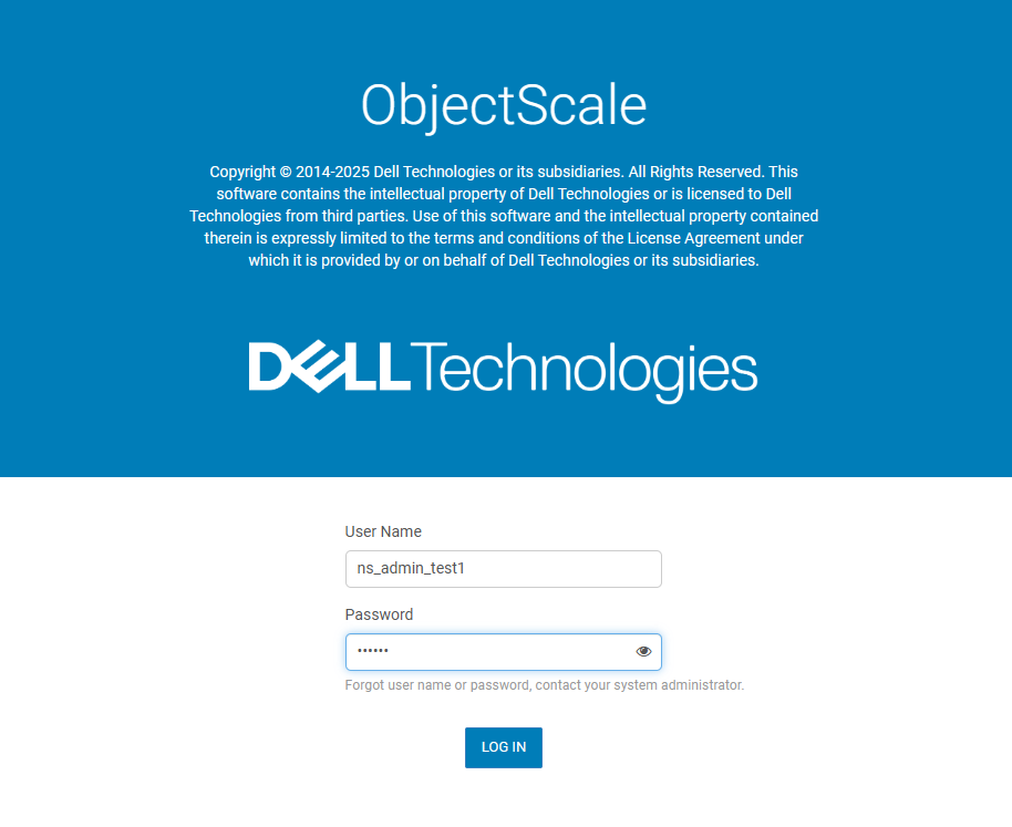 3: Cierre sesión e inicie sesión con el administrador de espacio de nombres