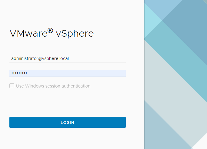 vCenter SSO login screen