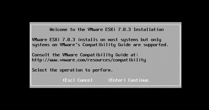 VMware ESXi welcome screen