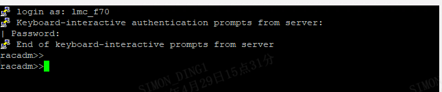 SSH terminal showing login to the iDRAC IP address.
