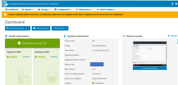 Ejemplo de interfaz de usuario después de la activación del bloqueo