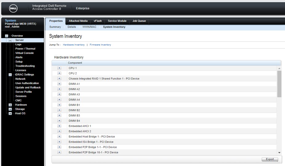 Dell EMC iDRAC8 Server Invetory