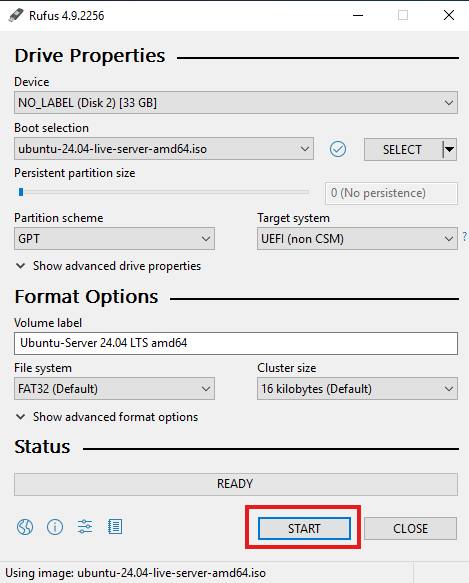 Start USB-flash