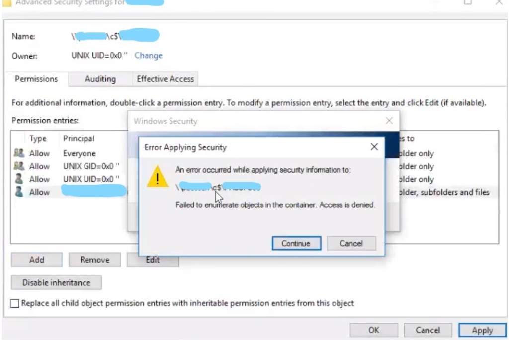 VNX, Dell Unity: Failed to enumerate objects in the container. Access ...