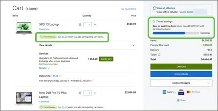 Cart with Tiered Savings