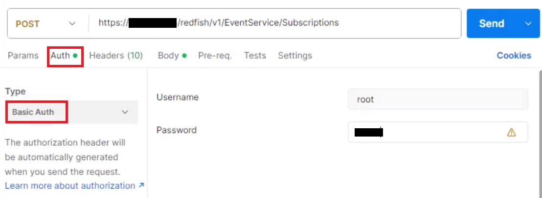 Authorizationタブ