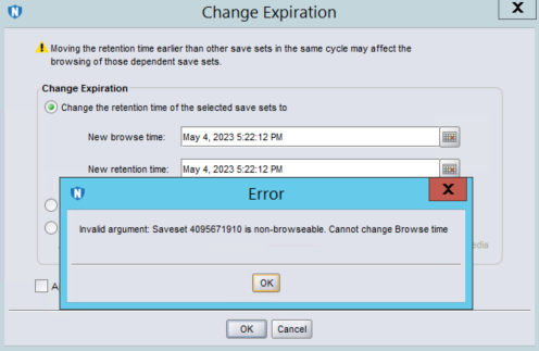 Screenshot of Error Message
