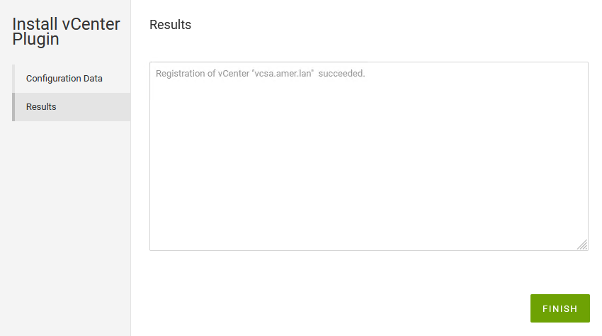 vSphere plugin install status