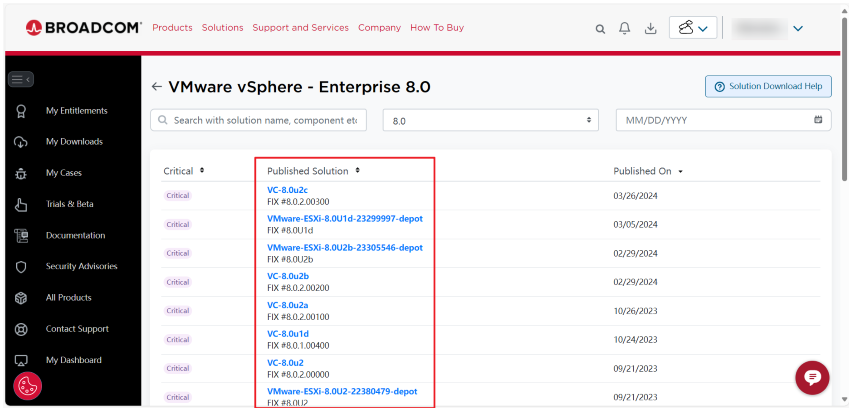 点击需要下载的补丁版本