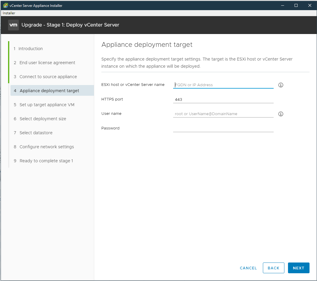 Enter credentials and IP information