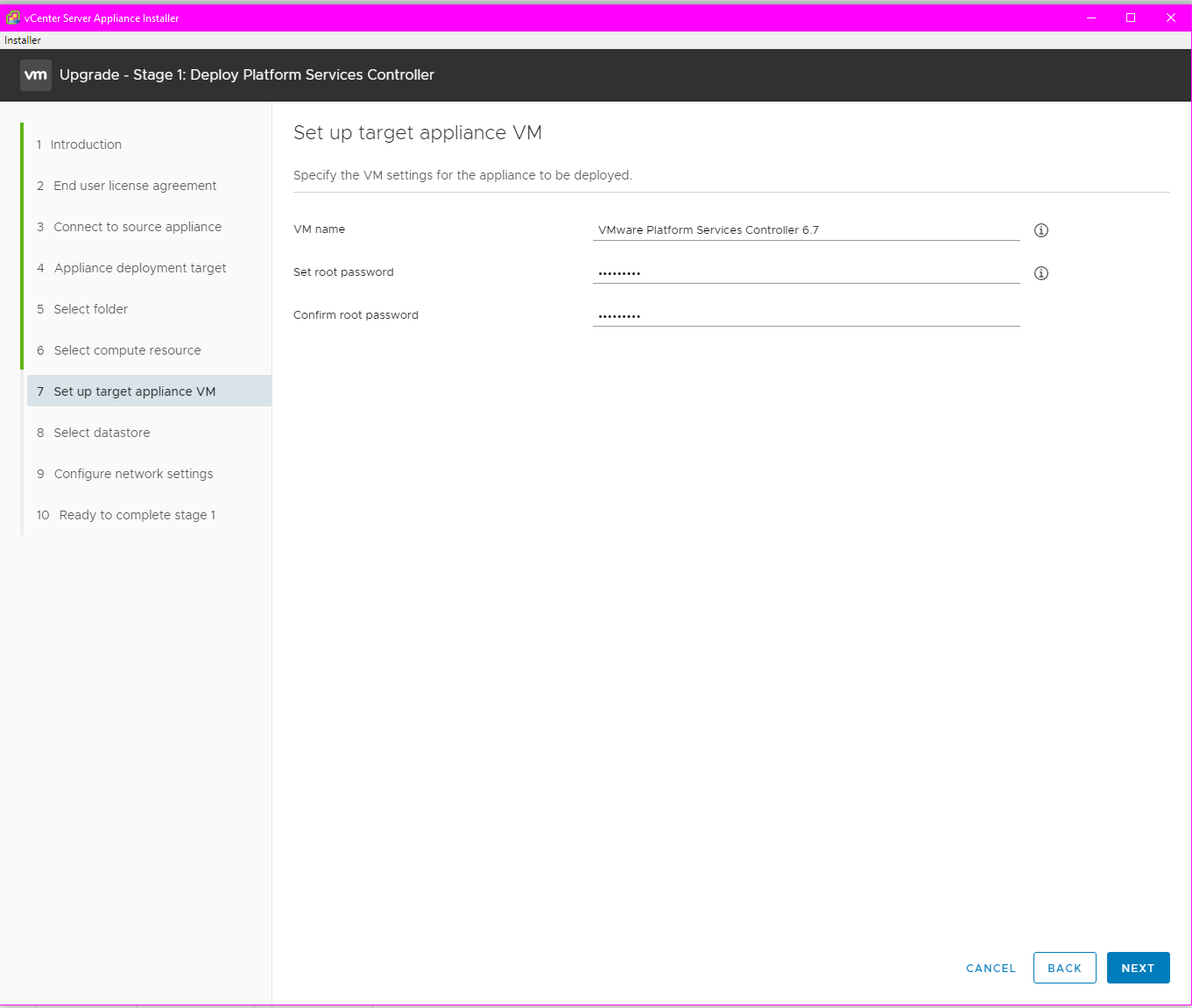 Screenshot of PSC information