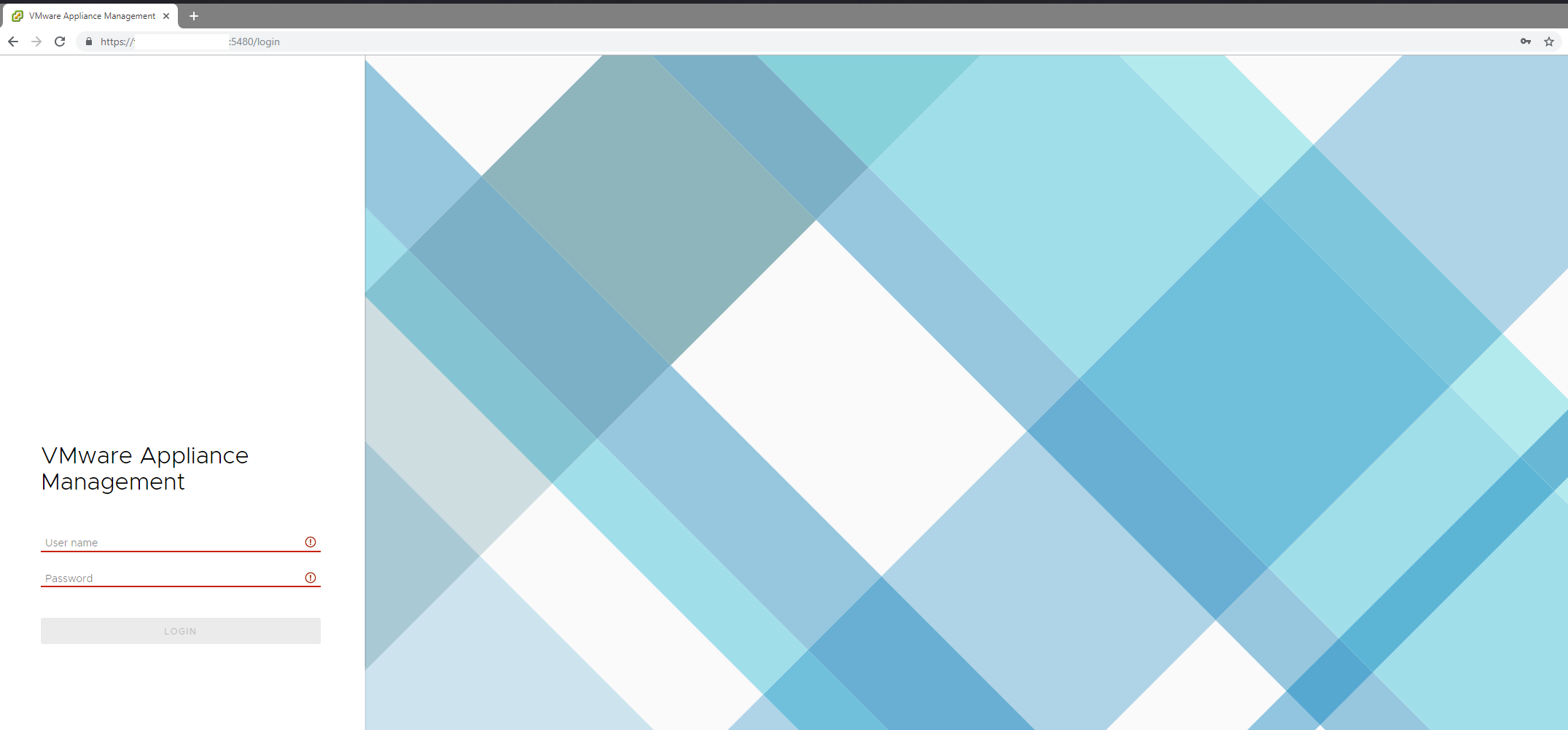 Screenshot of vCenter appliance vami login
