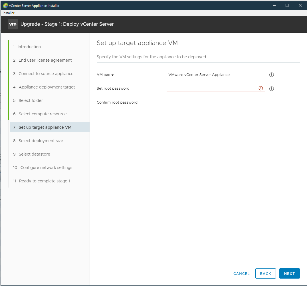 Screenshot of name selection and credentials 