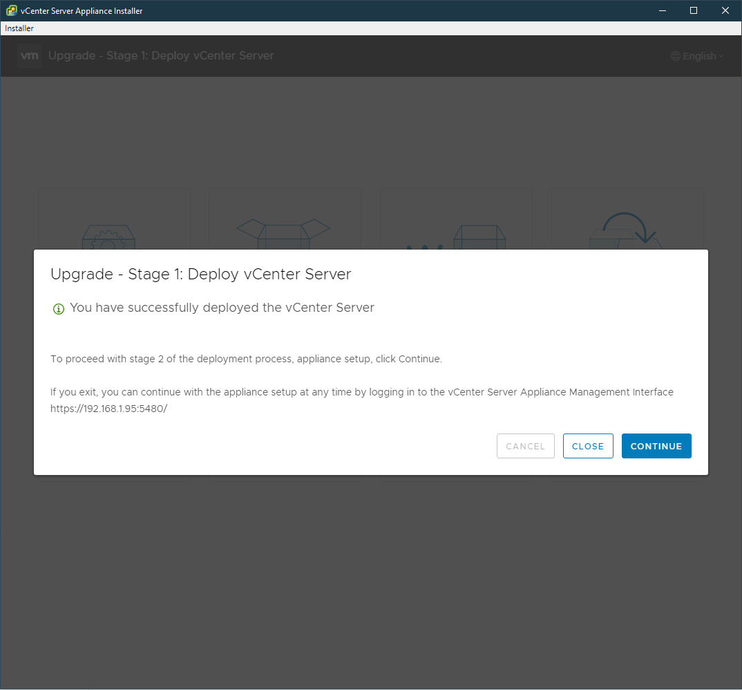 Screenshot of proceeding to next stage